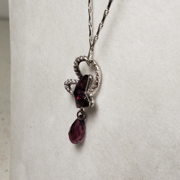 Citled Swarovski Crystal Birth Stone Amethyst Double Butterfly Pendant - Picture 8 of 13